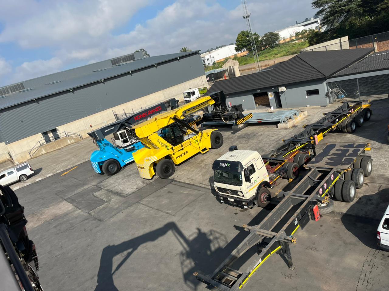 Aerial view trucks